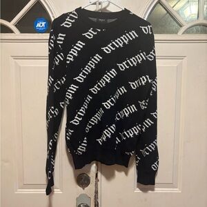 Forever 21 Black and White Drippin' Crewneck Sweater